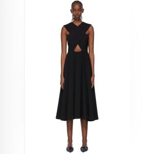 Rosetta Getty Black Sleeveless Midi Dress with Front Cutout